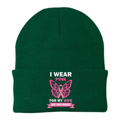 I Wear Pink For My Wife Breast Cancer Month Support Squad Knit Cap Winter Beanie