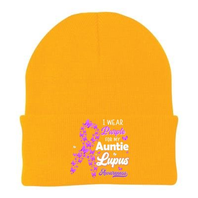 I Wear Purple For My Auntie Lupus Awareness Cool Gift Knit Cap Winter Beanie