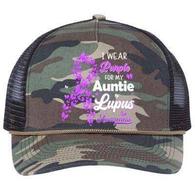 I Wear Purple For My Auntie Lupus Awareness Cool Gift Retro Rope Trucker Hat Cap