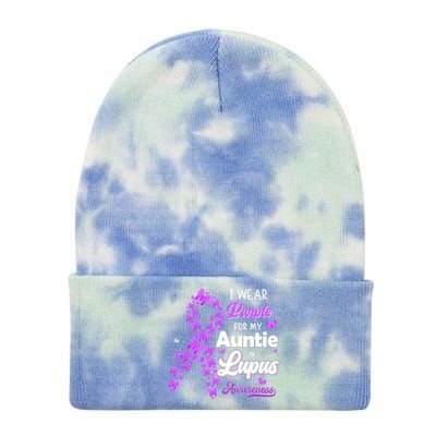 I Wear Purple For My Auntie Lupus Awareness Cool Gift Tie Dye 12in Knit Beanie