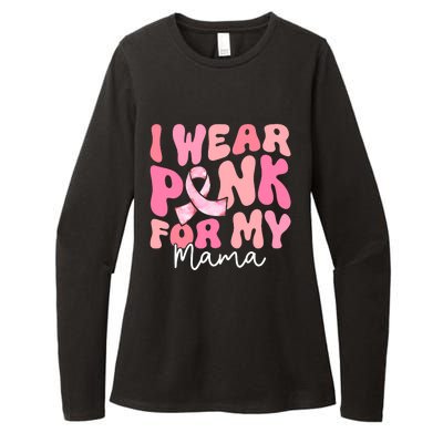 I Wear Pink For My Mama Breast Cancer Groovy Support Squads Womens CVC Long Sleeve Shirt