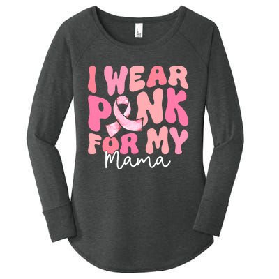 I Wear Pink For My Mama Breast Cancer Groovy Support Squads Women's Perfect Tri Tunic Long Sleeve Shirt