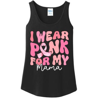 I Wear Pink For My Mama Breast Cancer Groovy Support Squads Ladies Essential Tank