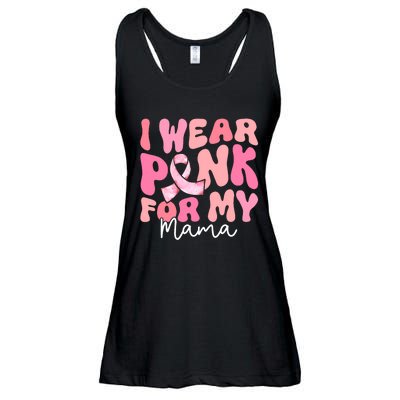 I Wear Pink For My Mama Breast Cancer Groovy Support Squads Ladies Essential Flowy Tank