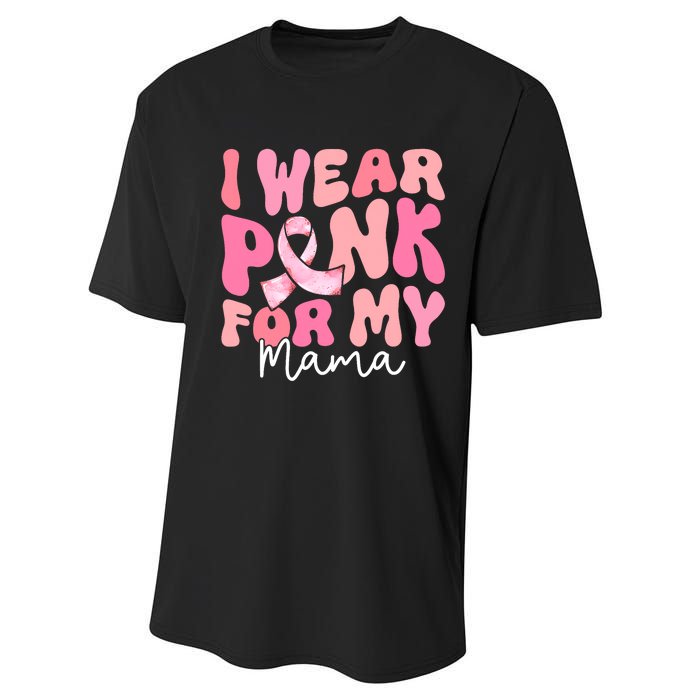 I Wear Pink For My Mama Breast Cancer Groovy Support Squads Performance Sprint T-Shirt