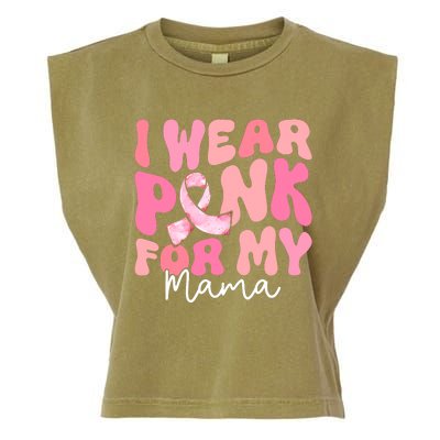 I Wear Pink For My Mama Breast Cancer Groovy Support Squads Garment-Dyed Women's Muscle Tee