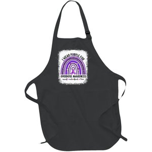 I Wear Purple For Overdose Awareness Boho Rainbow Ribbon Full-Length Apron With Pockets