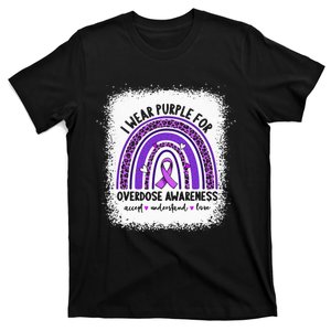 I Wear Purple For Overdose Awareness Boho Rainbow Ribbon T-Shirt