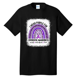 I Wear Purple For Overdose Awareness Boho Rainbow Ribbon Tall T-Shirt