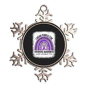 I Wear Purple For Overdose Awareness Boho Rainbow Ribbon Metallic Star Ornament