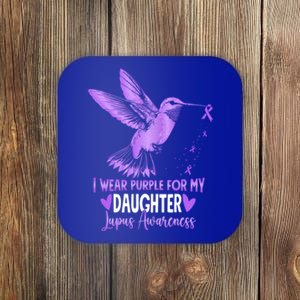 I Wear Purple For My Daughter Hummingbird Lupus Awareness Gift Coaster