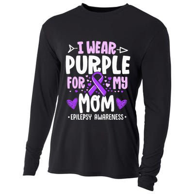 I Wear Purple For My Mom Mother Epilepsy Awareness Month Cooling Performance Long Sleeve Crew