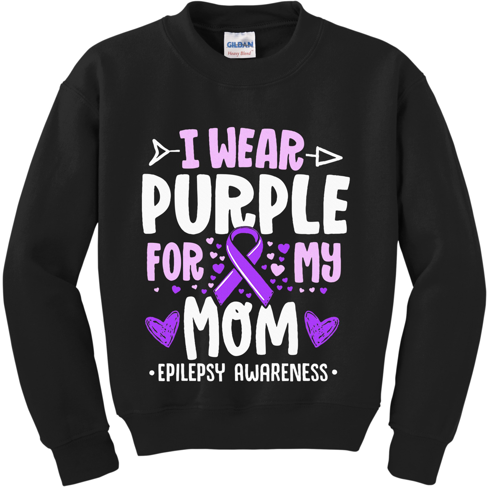 I Wear Purple For My Mom Mother Epilepsy Awareness Month Kids Sweatshirt