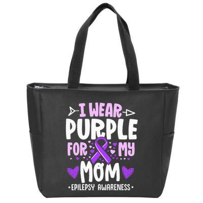 I Wear Purple For My Mom Mother Epilepsy Awareness Month Zip Tote Bag