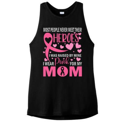 I Wear Pink For My Mom Breast Cancer Awareness Ladies PosiCharge Tri-Blend Wicking Tank