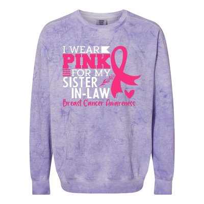 I Wear Pink For My Sister In Law Breast Cancer Awareness Colorblast Crewneck Sweatshirt