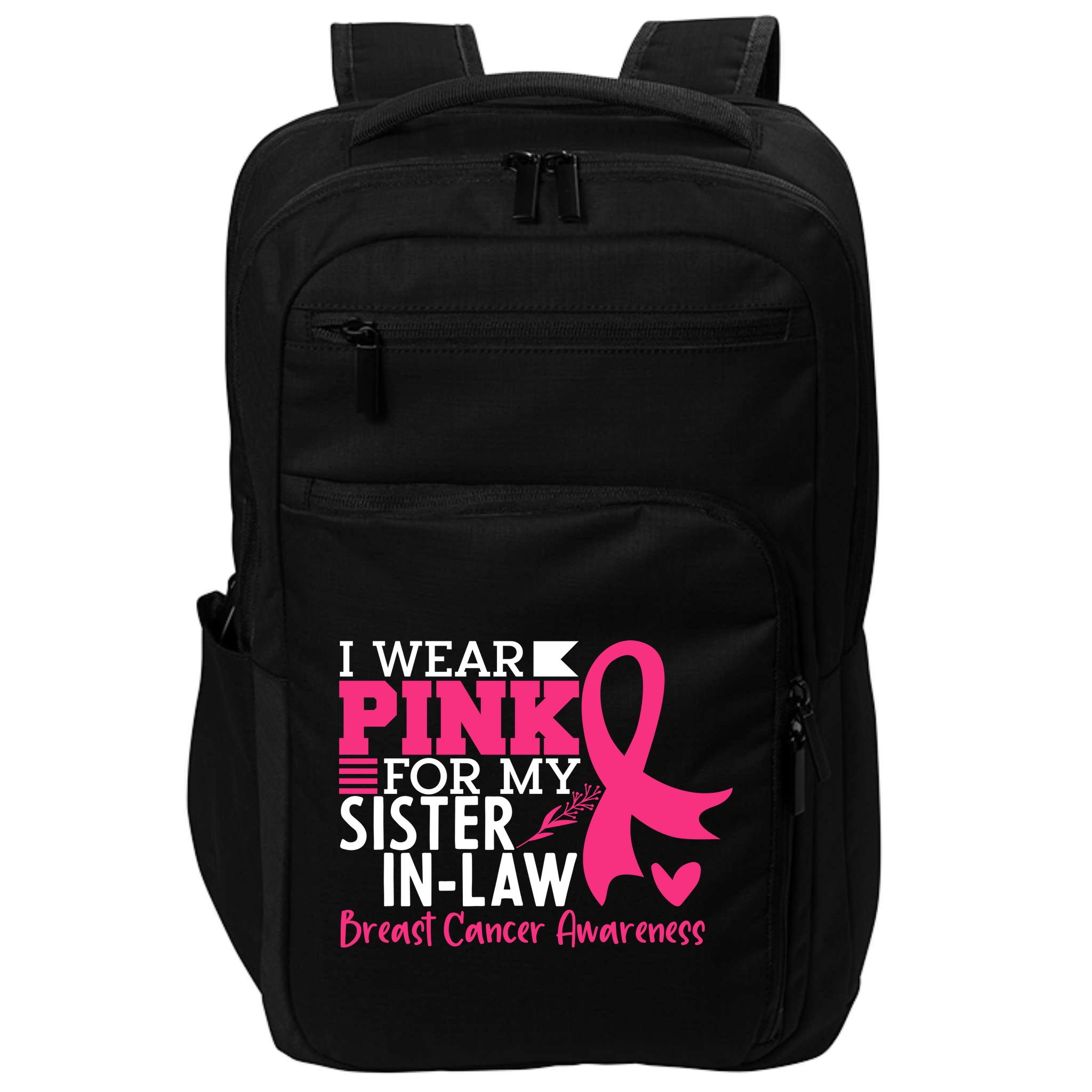 I Wear Pink For My Sister In Law Breast Cancer Awareness Impact Tech Backpack