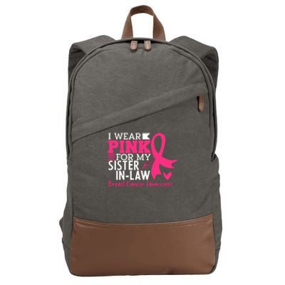 I Wear Pink For My Sister In Law Breast Cancer Awareness Cotton Canvas Backpack