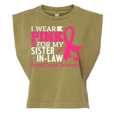 I Wear Pink For My Sister In Law Breast Cancer Awareness Garment-Dyed Women's Muscle Tee