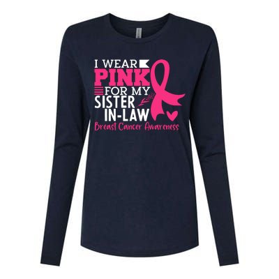 I Wear Pink For My Sister In Law Breast Cancer Awareness Womens Cotton Relaxed Long Sleeve T-Shirt