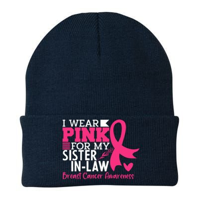 I Wear Pink For My Sister In Law Breast Cancer Awareness Knit Cap Winter Beanie