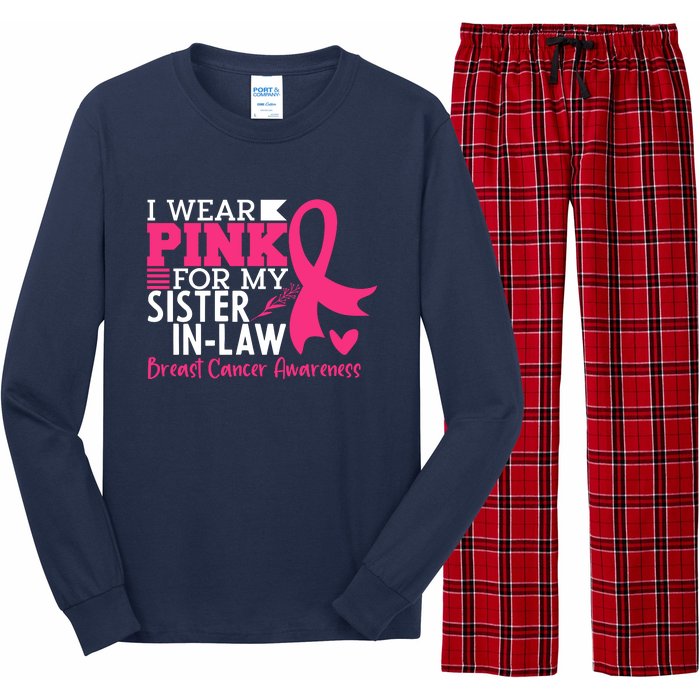 I Wear Pink For My Sister In Law Breast Cancer Awareness Long Sleeve Pajama Set