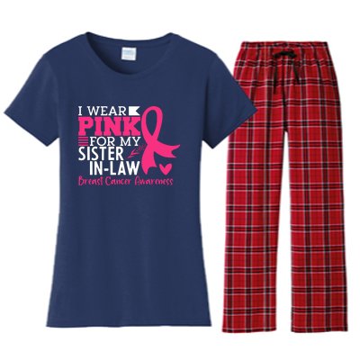 I Wear Pink For My Sister In Law Breast Cancer Awareness Women's Flannel Pajama Set