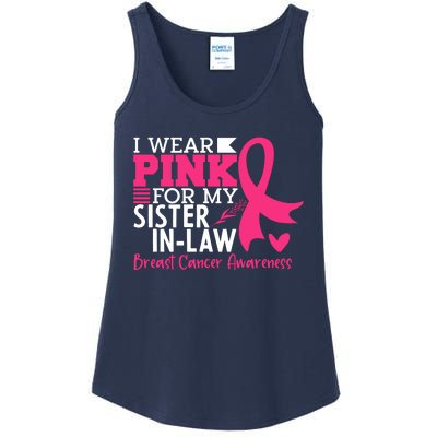 I Wear Pink For My Sister In Law Breast Cancer Awareness Ladies Essential Tank