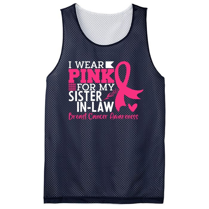 I Wear Pink For My Sister In Law Breast Cancer Awareness Mesh Reversible Basketball Jersey Tank