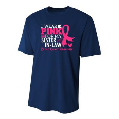 I Wear Pink For My Sister In Law Breast Cancer Awareness Youth Performance Sprint T-Shirt