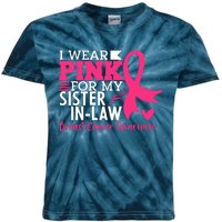 I Wear Pink For My Sister In Law Breast Cancer Awareness Kids Tie-Dye T-Shirt