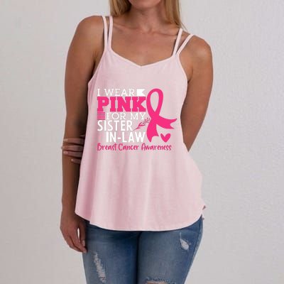 I Wear Pink For My Sister In Law Breast Cancer Awareness Women's Strappy Tank