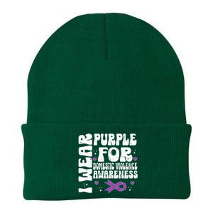 I Wear Purple Domestic Violence Awareness Knit Cap Winter Beanie