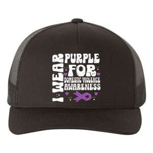 I Wear Purple Domestic Violence Awareness Yupoong Adult 5-Panel Trucker Hat