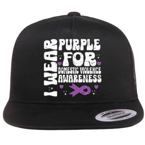 I Wear Purple Domestic Violence Awareness Flat Bill Trucker Hat