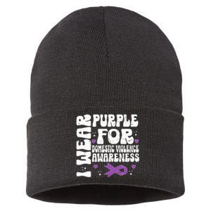 I Wear Purple Domestic Violence Awareness Sustainable Knit Beanie