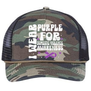 I Wear Purple Domestic Violence Awareness Retro Rope Trucker Hat Cap