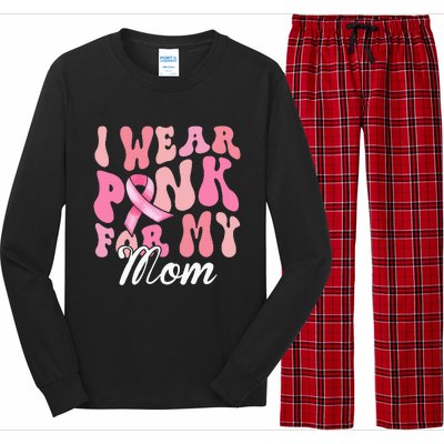 I Wear Pink My Mom Breast Cancer Awareness Support Team Long Sleeve Pajama Set