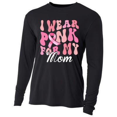 I Wear Pink My Mom Breast Cancer Awareness Support Team Cooling Performance Long Sleeve Crew