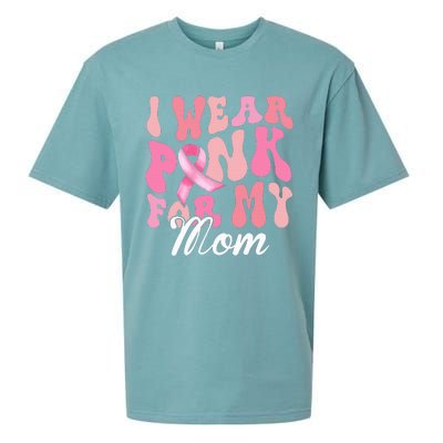 I Wear Pink My Mom Breast Cancer Awareness Support Team Sueded Cloud Jersey T-Shirt