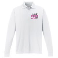 I Wear Pink For My Mom Breast Cancer Awareness Performance Long Sleeve Polo