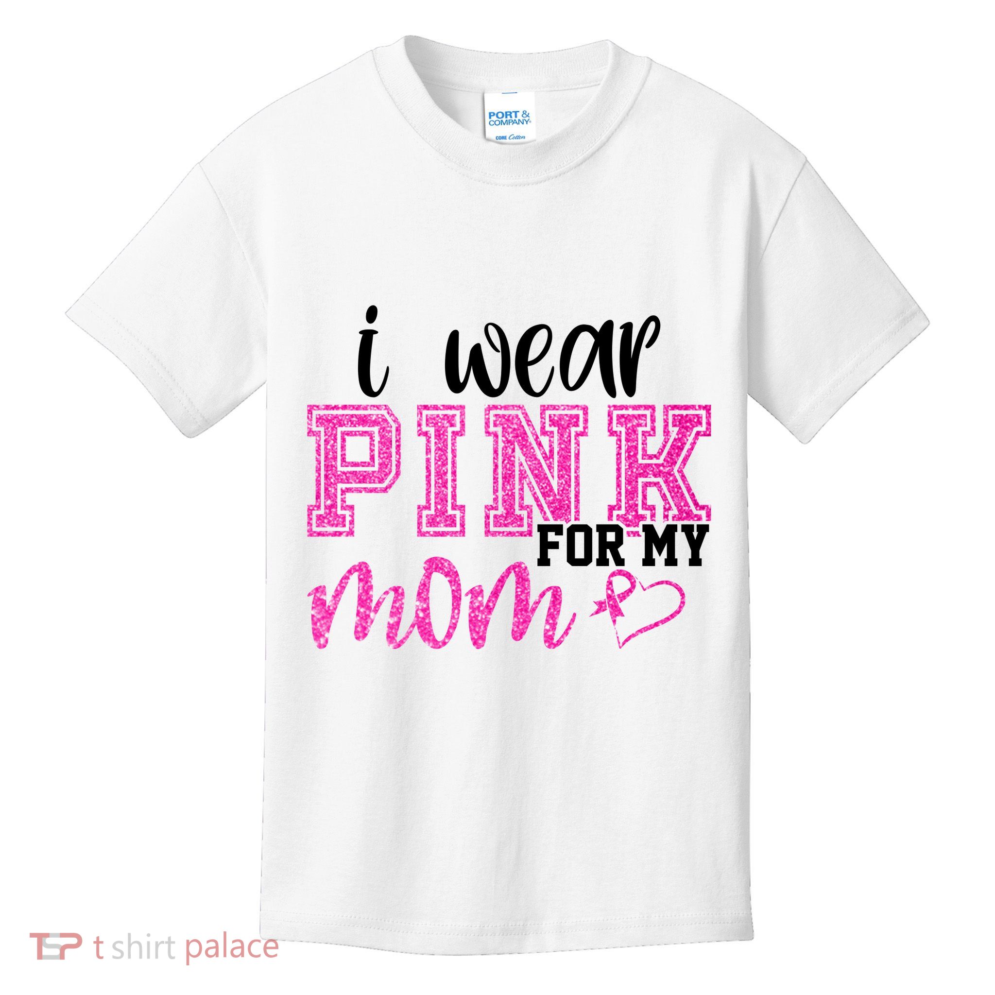 I Wear Pink For My Mom Breast Cancer Awareness Kids T-Shirt