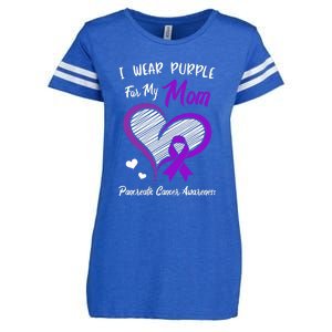 I Wear Purple For My Mom Pancreatic Cancer Awareness Cute Enza Ladies Jersey Football T-Shirt