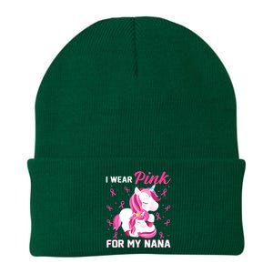 I Wear Pink For My Nana Breast Cancer Awareness Unicorn Knit Cap Winter Beanie