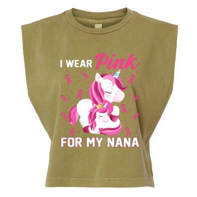 I Wear Pink For My Nana Breast Cancer Awareness Unicorn Garment-Dyed Women's Muscle Tee