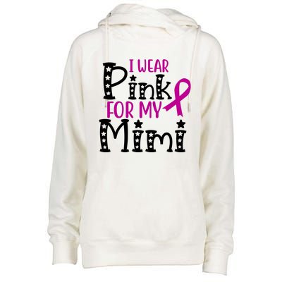 I Wear Pink For My Mimi Breast Cancer Awareness Womens Funnel Neck Pullover Hood