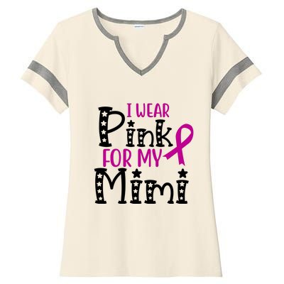 I Wear Pink For My Mimi Breast Cancer Awareness Ladies Halftime Notch Neck Tee