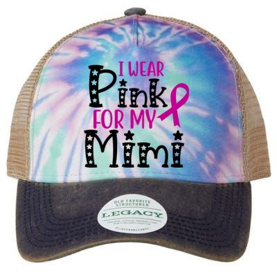 I Wear Pink For My Mimi Breast Cancer Awareness Legacy Tie Dye Trucker Hat