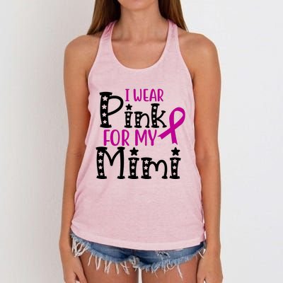 I Wear Pink For My Mimi Breast Cancer Awareness Women's Knotted Racerback Tank