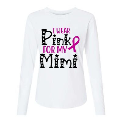 I Wear Pink For My Mimi Breast Cancer Awareness Womens Cotton Relaxed Long Sleeve T-Shirt